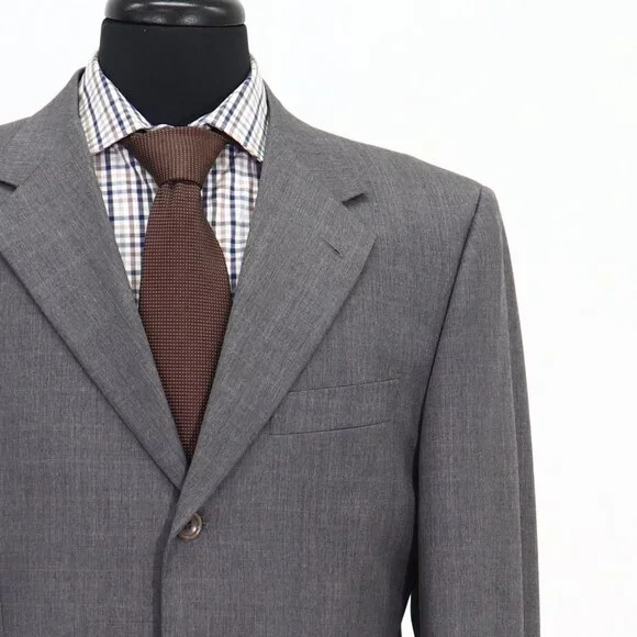 Trussini 40L Gray Check 3-Button Sport Coat Blazer Jacket B322